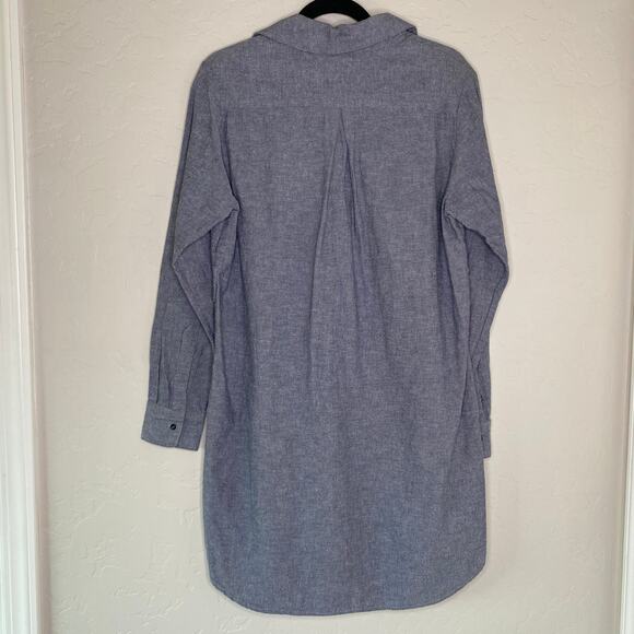 Maje Blue Degriffe Cotton Linen Blend Shirt Dress 1 Small - Picture 10 of 11